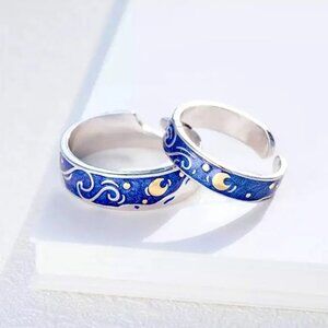 “Starry Night” Van Gogh Space Sky Duo Pair Ringset